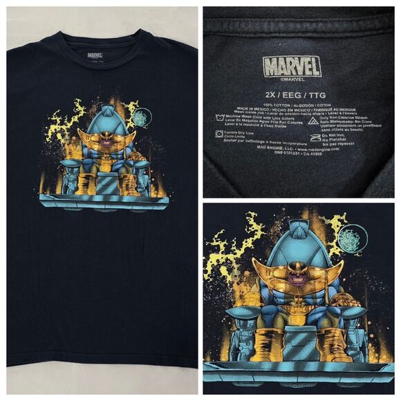 Marvel Thanos Infinity Gauntlet Throne Shirt Mens 2XL XXL  Navy Blue Villain - Picture 1 of 8